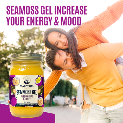 Sea Moss Gel – Passion Fruit & Honey – 16 oz | Organic Wildcrafted Sea Moss | Rich in 92 Essential Minerals | Natural Energy, Immunity & Gut Support