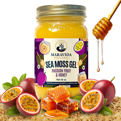 Sea Moss Gel – Passion Fruit & Honey – 16 oz | Organic Wildcrafted Sea Moss | Rich in 92 Essential Minerals | Natural Energy, Immunity & Gut Support
